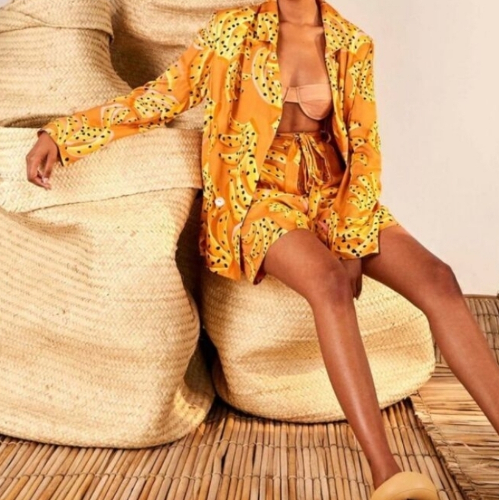 Farm Rio Banana Print Blazer